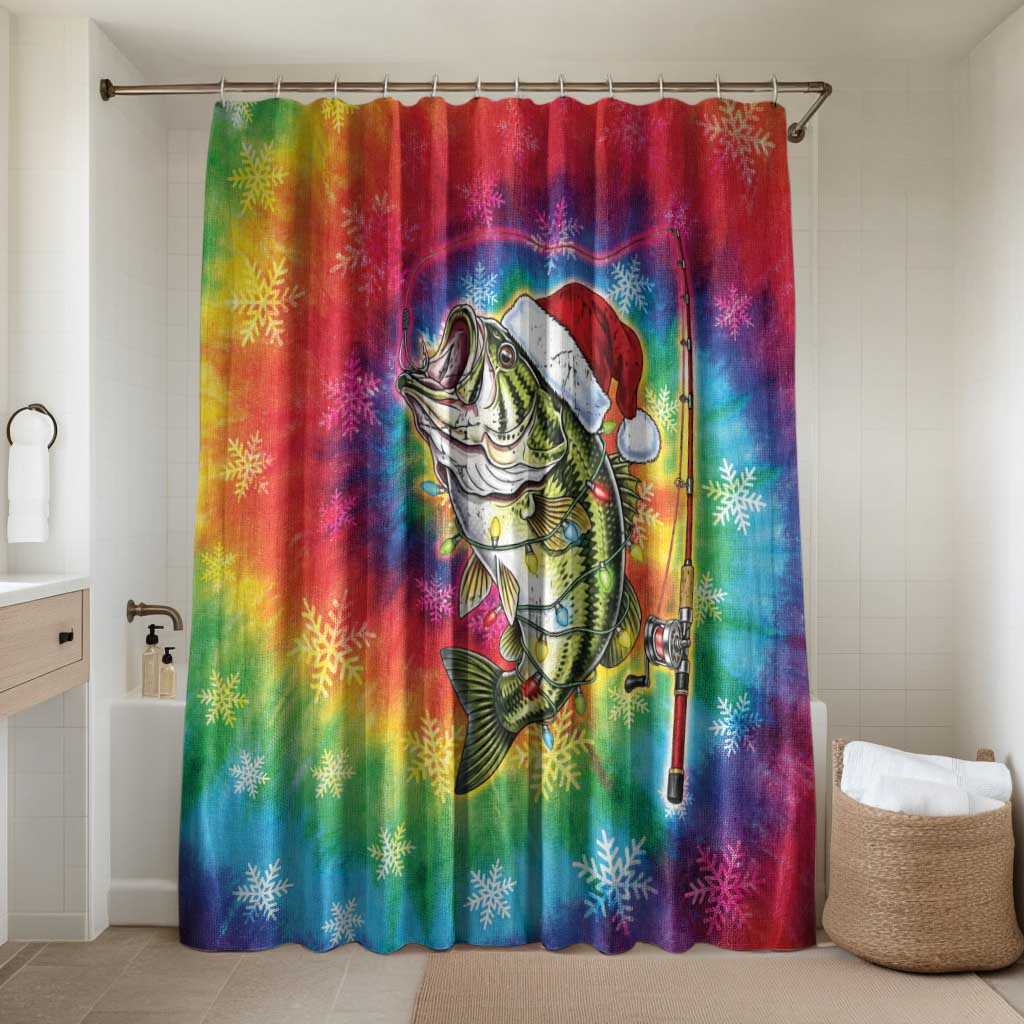 Funny Fishmas Bass Bathroom Set Merry Fishmas Tie-dye Christmas Vibes - Wonder Print Shop