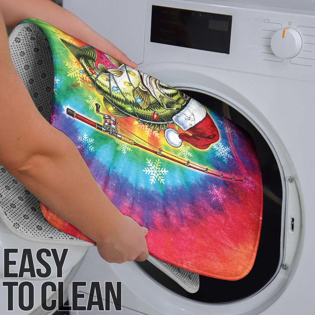 Funny Fishmas Bass Bathroom Set Merry Fishmas Tie-dye Christmas Vibes - Wonder Print Shop