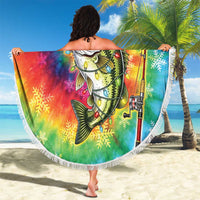 Funny Fishmas Bass Beach Blanket Merry Fishmas Tie-dye Christmas Vibes - Wonder Print Shop