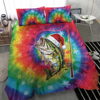 Funny Fishmas Bass Bedding Set Merry Fishmas Tie-dye Christmas Vibes - Wonder Print Shop