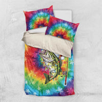 Funny Fishmas Bass Bedding Set Merry Fishmas Tie-dye Christmas Vibes - Wonder Print Shop