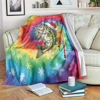 Funny Fishmas Bass Blanket Merry Fishmas Tie-dye Christmas Vibes - Wonder Print Shop
