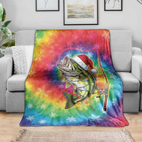 Funny Fishmas Bass Blanket Merry Fishmas Tie-dye Christmas Vibes - Wonder Print Shop