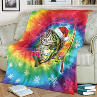 Funny Fishmas Bass Blanket Merry Fishmas Tie-dye Christmas Vibes - Wonder Print Shop