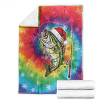 Funny Fishmas Bass Blanket Merry Fishmas Tie-dye Christmas Vibes - Wonder Print Shop