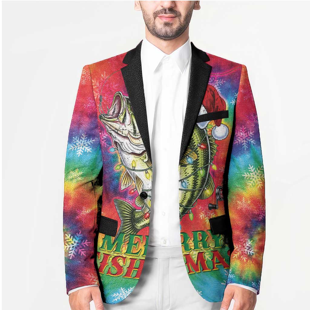 Funny Fishmas Bass Blazer Merry Fishmas Tie-dye Christmas Vibes - Wonder Print Shop