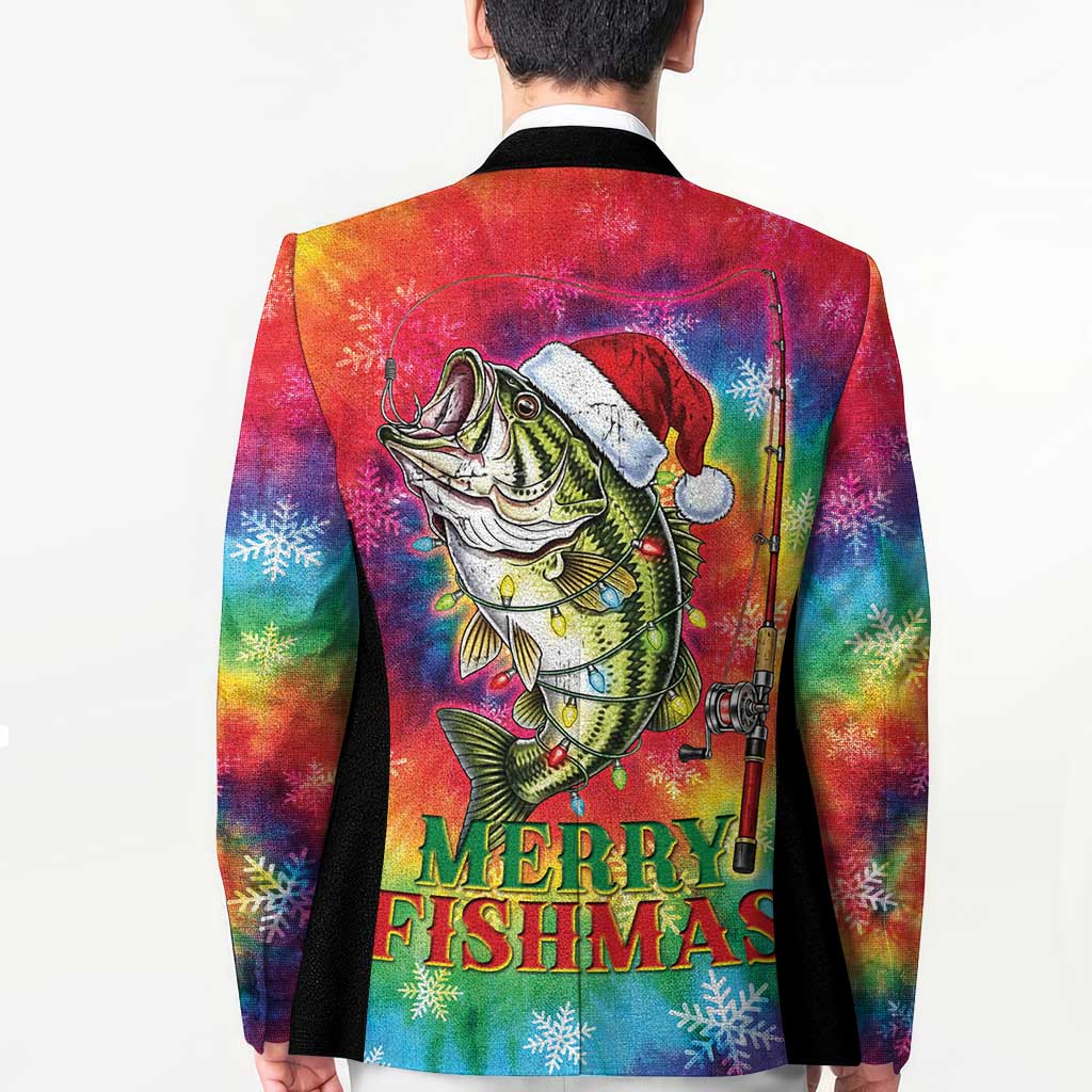 Funny Fishmas Bass Blazer Merry Fishmas Tie-dye Christmas Vibes - Wonder Print Shop