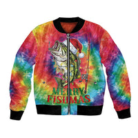 Funny Fishmas Bass Bomber Jacket Merry Fishmas Tie-dye Christmas Vibes - Wonder Print Shop