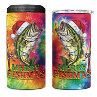 Funny Fishmas Bass 4 in 1 Can Cooler Tumbler Merry Fishmas Tie-dye Christmas Vibes - Wonder Print Shop