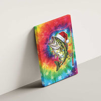 Funny Fishmas Bass Canvas Wall Art Merry Fishmas Tie-dye Christmas Vibes - Wonder Print Shop