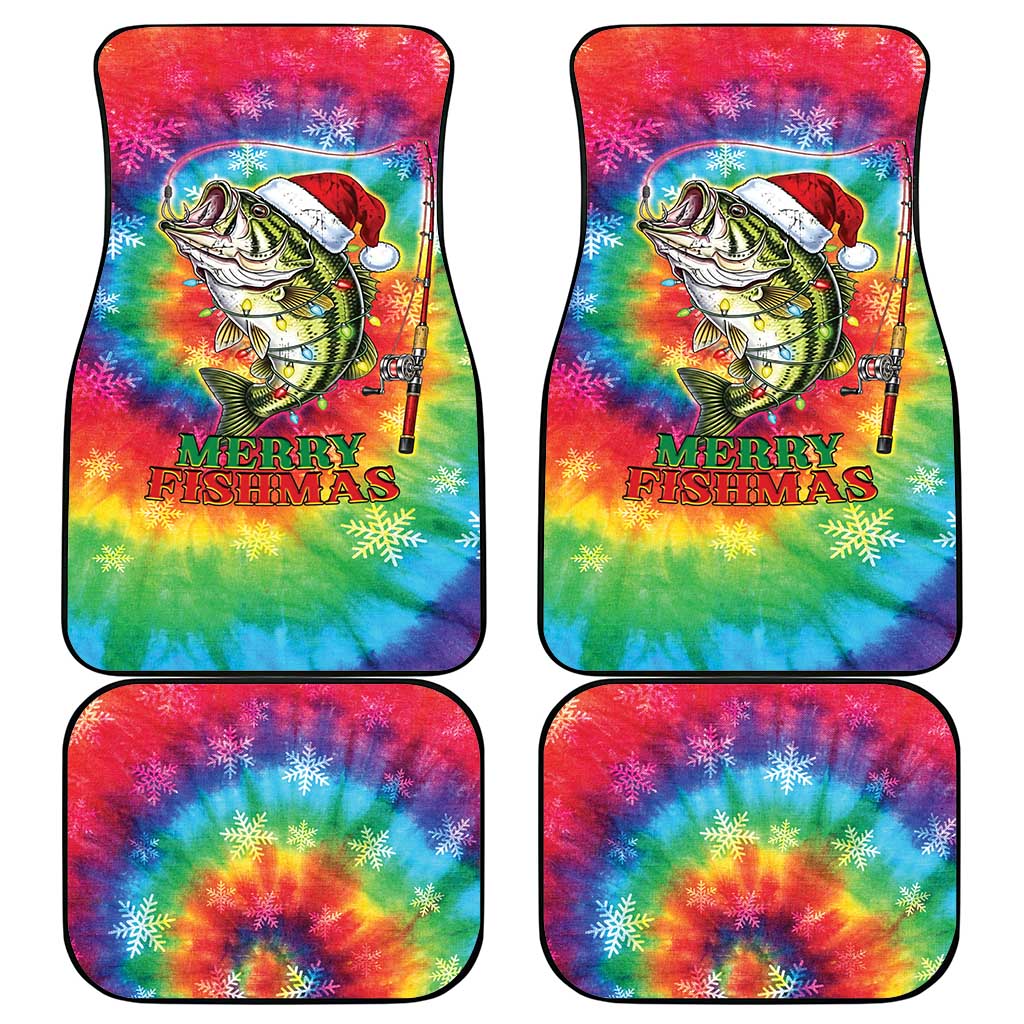 Funny Fishmas Bass Car Mats Merry Fishmas Tie-dye Christmas Vibes - Wonder Print Shop