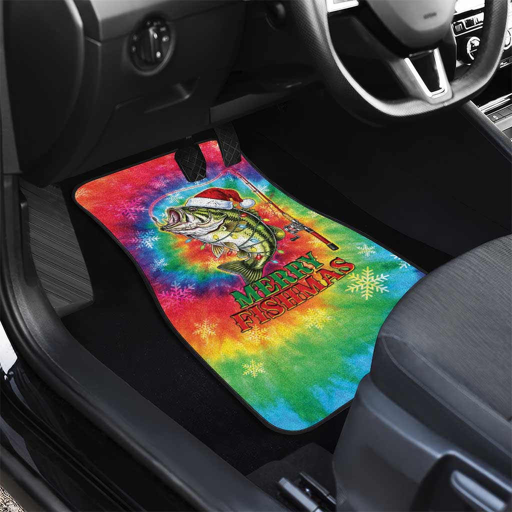 Funny Fishmas Bass Car Mats Merry Fishmas Tie-dye Christmas Vibes - Wonder Print Shop