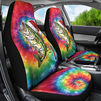 Funny Fishmas Bass Car Seat Cover Merry Fishmas Tie-dye Christmas Vibes - Wonder Print Shop