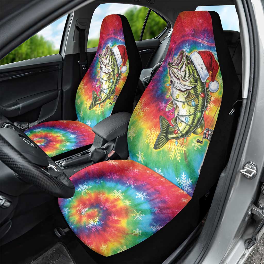 Funny Fishmas Bass Car Seat Cover Merry Fishmas Tie-dye Christmas Vibes - Wonder Print Shop