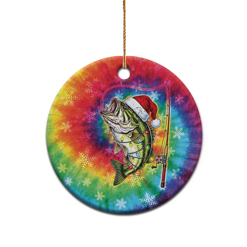 Funny Fishmas Bass Ceramic Ornament Merry Fishmas Tie-dye Christmas Vibes - Wonder Print Shop