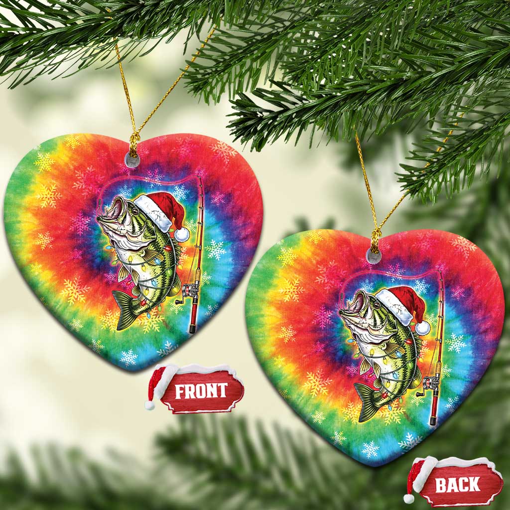 Funny Fishmas Bass Ceramic Ornament Merry Fishmas Tie-dye Christmas Vibes - Wonder Print Shop