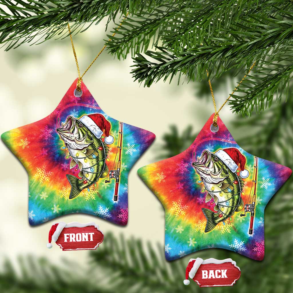 Funny Fishmas Bass Ceramic Ornament Merry Fishmas Tie-dye Christmas Vibes - Wonder Print Shop