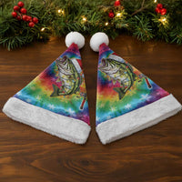 Funny Fishmas Bass Christmas Santa Hat Merry Fishmas Tie-dye Christmas Vibes - Wonder Print Shop