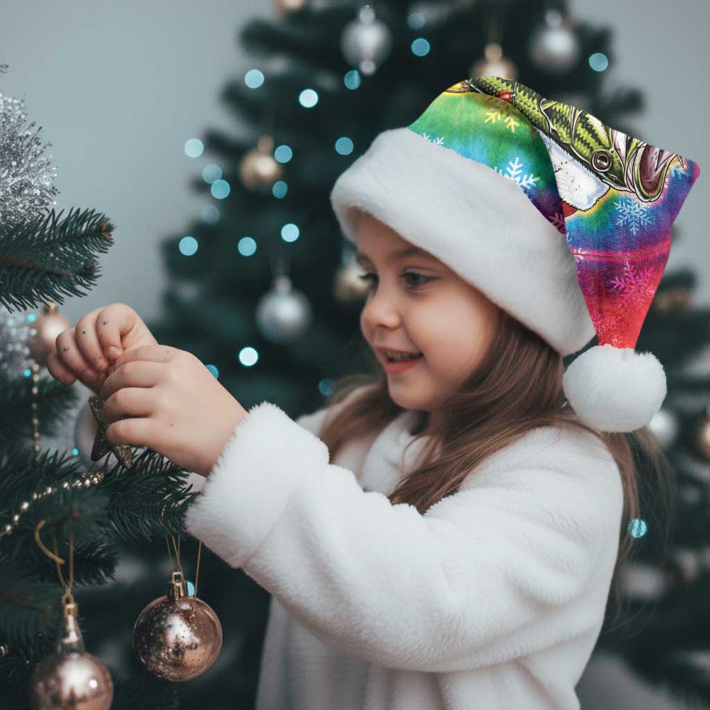 Funny Fishmas Bass Christmas Santa Hat Merry Fishmas Tie-dye Christmas Vibes - Wonder Print Shop
