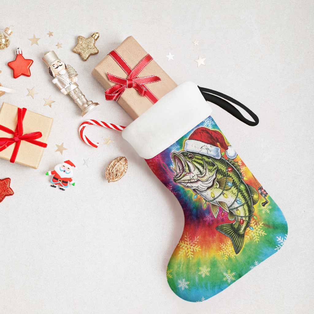 Funny Fishmas Bass Christmas Stocking Merry Fishmas Tie-dye Christmas Vibes - Wonder Print Shop