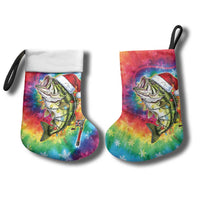 Funny Fishmas Bass Christmas Stocking Merry Fishmas Tie-dye Christmas Vibes - Wonder Print Shop