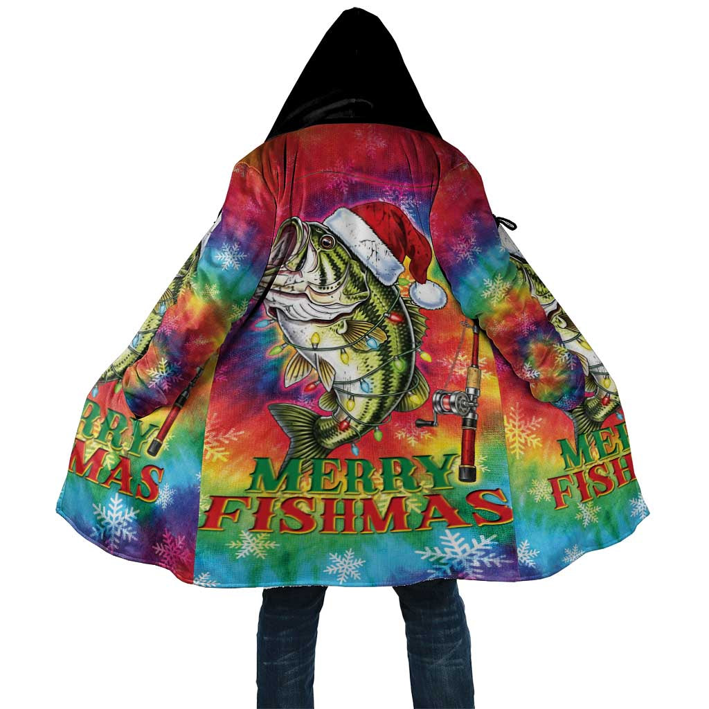 Funny Fishmas Bass Cloak Merry Fishmas Tie-dye Christmas Vibes - Wonder Print Shop