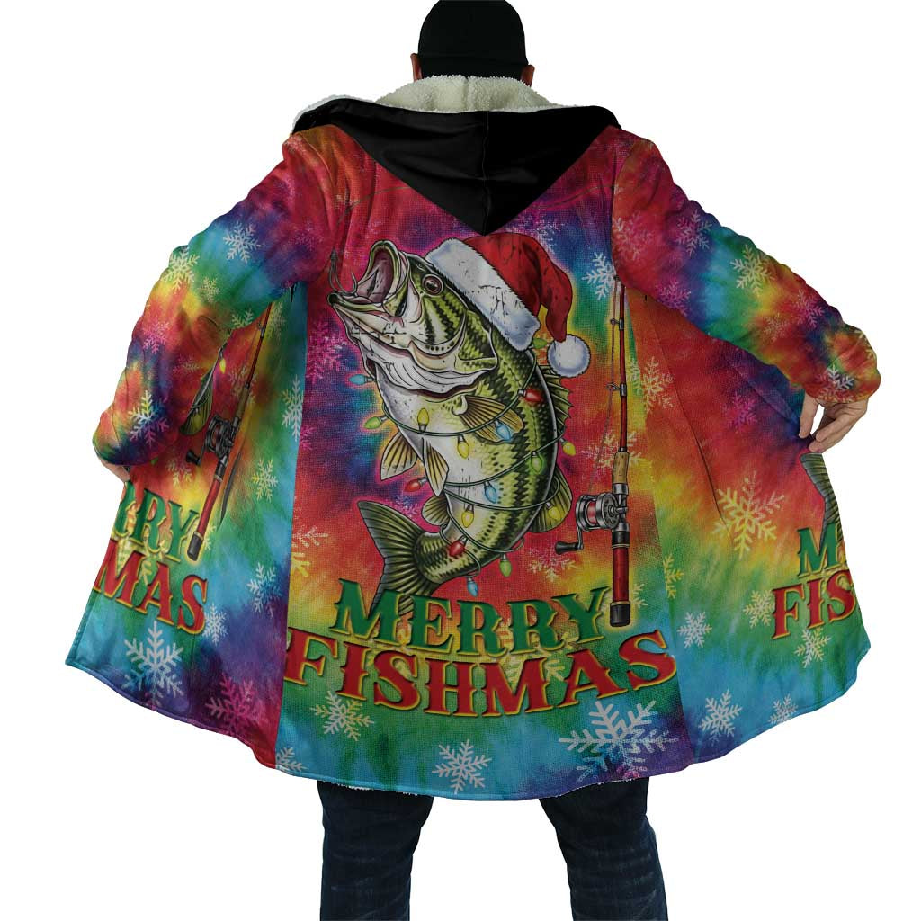 Funny Fishmas Bass Cloak Merry Fishmas Tie-dye Christmas Vibes - Wonder Print Shop