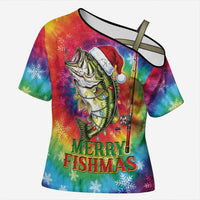 Funny Fishmas Bass Cross Shoulder Shirt Merry Fishmas Tie-dye Christmas Vibes - Wonder Print Shop