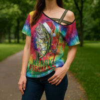 Funny Fishmas Bass Cross Shoulder Shirt Merry Fishmas Tie-dye Christmas Vibes - Wonder Print Shop