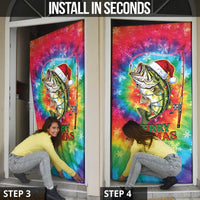 Funny Fishmas Bass Door Cover Merry Fishmas Tie-dye Christmas Vibes - Wonder Print Shop