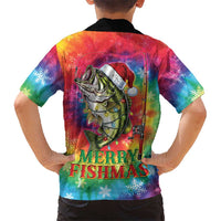 Funny Fishmas Bass Family Matching Mermaid Dress and Hawaiian Shirt Merry Fishmas Tie-dye Christmas Vibes - Wonder Print Shop