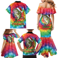 Funny Fishmas Bass Family Matching Mermaid Dress and Hawaiian Shirt Merry Fishmas Tie-dye Christmas Vibes - Wonder Print Shop