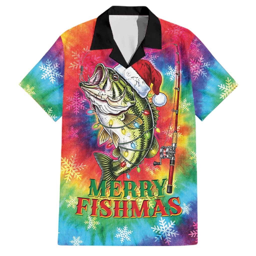 Funny Fishmas Bass Family Matching Mermaid Dress and Hawaiian Shirt Merry Fishmas Tie-dye Christmas Vibes - Wonder Print Shop