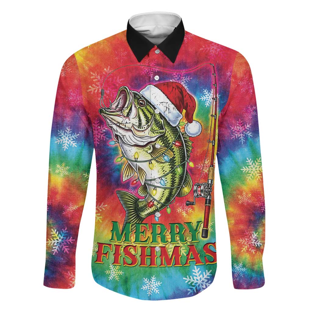 Funny Fishmas Bass Family Matching Mermaid Dress and Hawaiian Shirt Merry Fishmas Tie-dye Christmas Vibes - Wonder Print Shop
