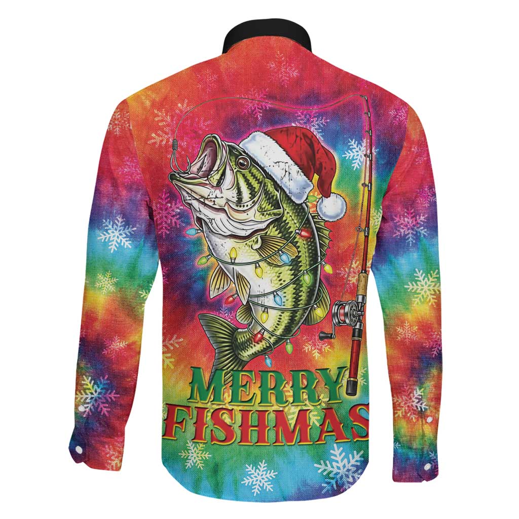Funny Fishmas Bass Family Matching Mermaid Dress and Hawaiian Shirt Merry Fishmas Tie-dye Christmas Vibes - Wonder Print Shop