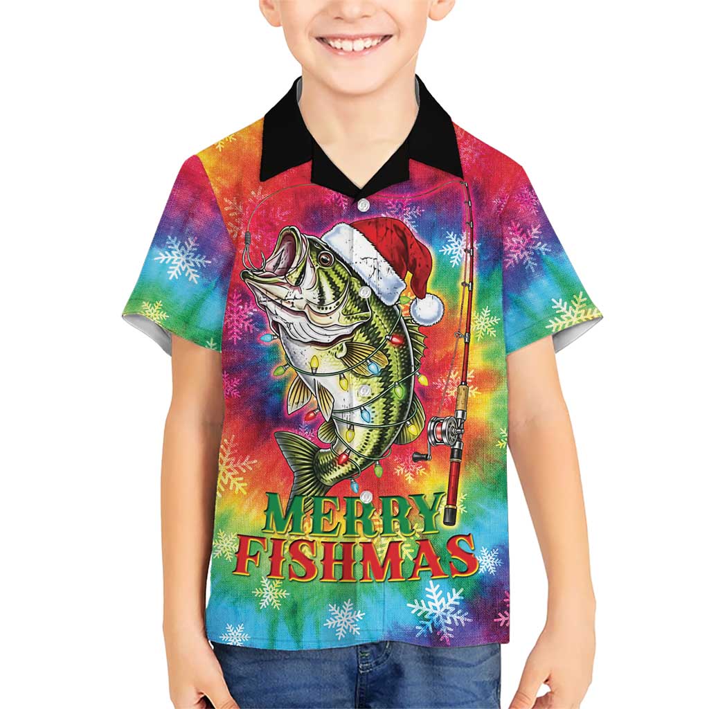 Funny Fishmas Bass Family Matching Mermaid Dress and Hawaiian Shirt Merry Fishmas Tie-dye Christmas Vibes - Wonder Print Shop