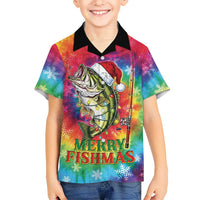 Funny Fishmas Bass Family Matching Mermaid Dress and Hawaiian Shirt Merry Fishmas Tie-dye Christmas Vibes - Wonder Print Shop