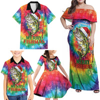 Funny Fishmas Bass Family Matching Off Shoulder Maxi Dress and Hawaiian Shirt Merry Fishmas Tie-dye Christmas Vibes - Wonder Print Shop