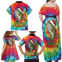 Funny Fishmas Bass Family Matching Off Shoulder Maxi Dress and Hawaiian Shirt Merry Fishmas Tie-dye Christmas Vibes - Wonder Print Shop