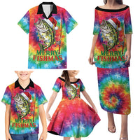 Funny Fishmas Bass Family Matching Puletasi and Hawaiian Shirt Merry Fishmas Tie-dye Christmas Vibes - Wonder Print Shop