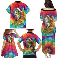 Funny Fishmas Bass Family Matching Puletasi and Hawaiian Shirt Merry Fishmas Tie-dye Christmas Vibes - Wonder Print Shop