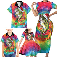 Funny Fishmas Bass Family Matching Short Sleeve Bodycon Dress and Hawaiian Shirt Merry Fishmas Tie-dye Christmas Vibes - Wonder Print Shop