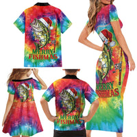 Funny Fishmas Bass Family Matching Short Sleeve Bodycon Dress and Hawaiian Shirt Merry Fishmas Tie-dye Christmas Vibes - Wonder Print Shop