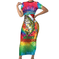 Funny Fishmas Bass Family Matching Short Sleeve Bodycon Dress and Hawaiian Shirt Merry Fishmas Tie-dye Christmas Vibes - Wonder Print Shop