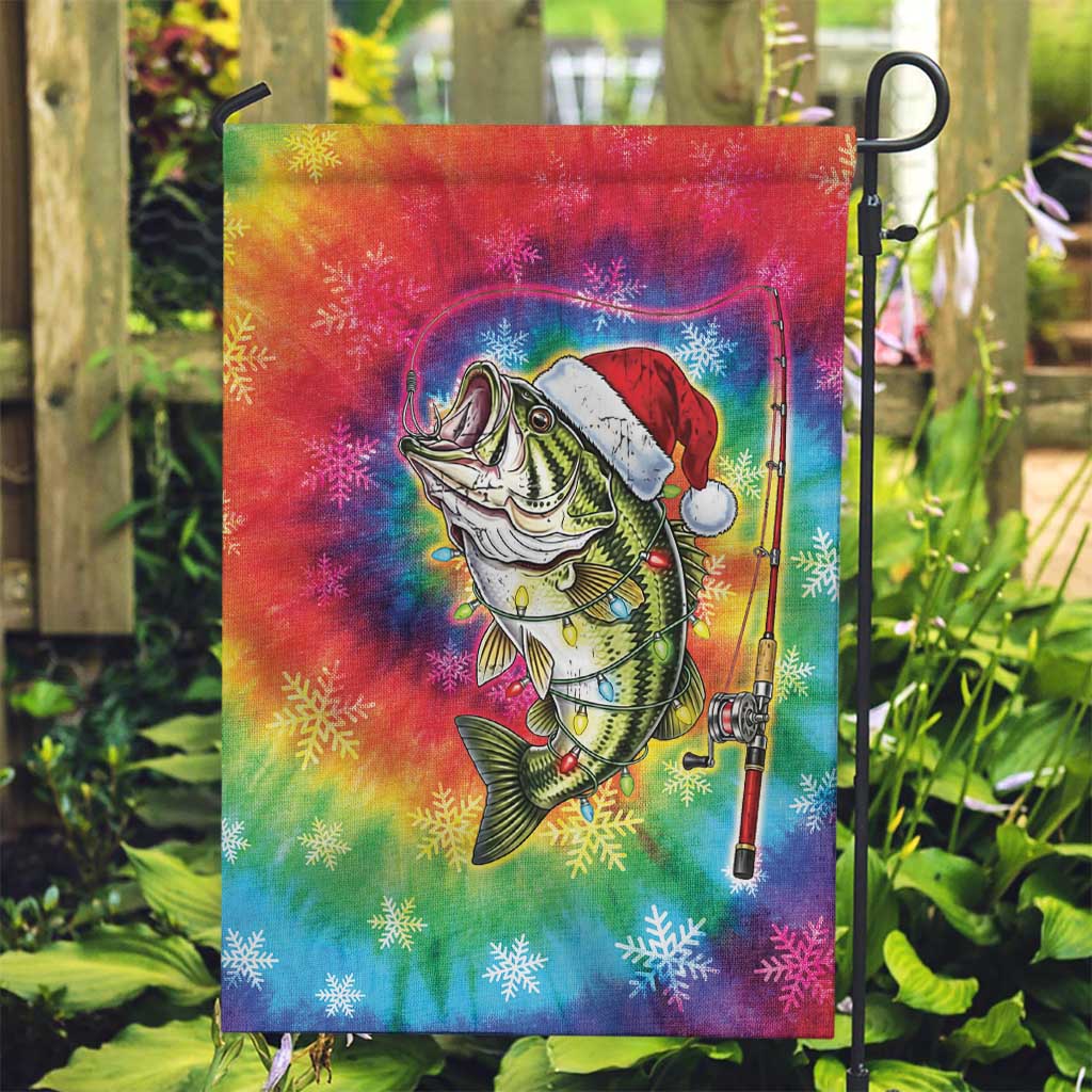 Funny Fishmas Bass Garden Flag Merry Fishmas Tie-dye Christmas Vibes - Wonder Print Shop