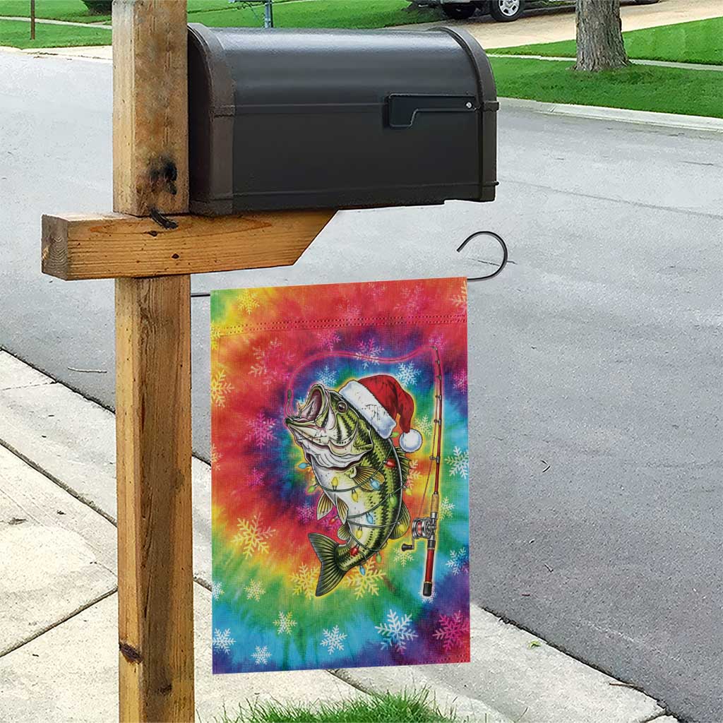 Funny Fishmas Bass Garden Flag Merry Fishmas Tie-dye Christmas Vibes - Wonder Print Shop