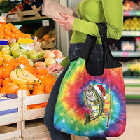 Funny Fishmas Bass Grocery Bag Merry Fishmas Tie-dye Christmas Vibes - Wonder Print Shop