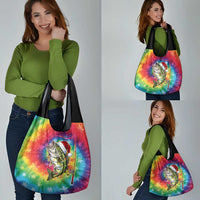 Funny Fishmas Bass Grocery Bag Merry Fishmas Tie-dye Christmas Vibes - Wonder Print Shop
