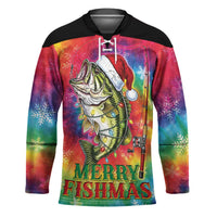 Funny Fishmas Bass Hockey Jersey Merry Fishmas Tie-dye Christmas Vibes - Wonder Print Shop