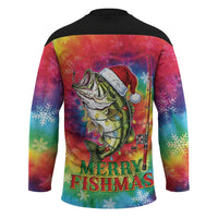 Funny Fishmas Bass Hockey Jersey Merry Fishmas Tie-dye Christmas Vibes - Wonder Print Shop